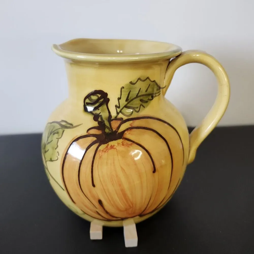 Williams Sonoma Pumpkin Harvest Pitcher Ceramic Made in Italy Fall Thanksgiving